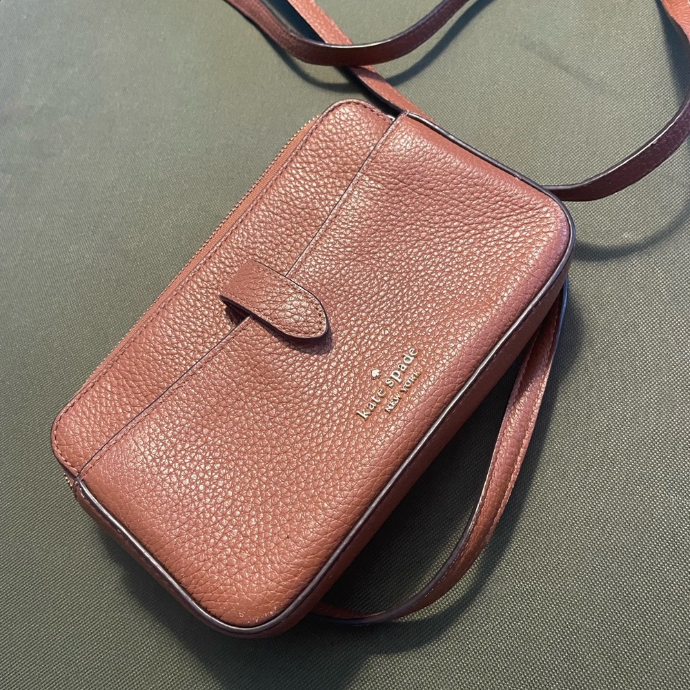 Kate Spade caramel brown with beige Interior Wallet/crossbody